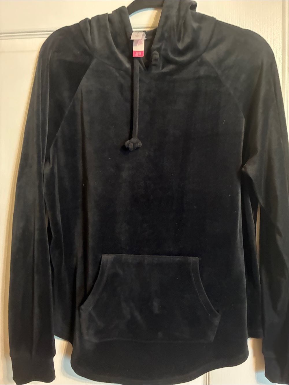 No Boundaries Black Velvet Hooded Pullover